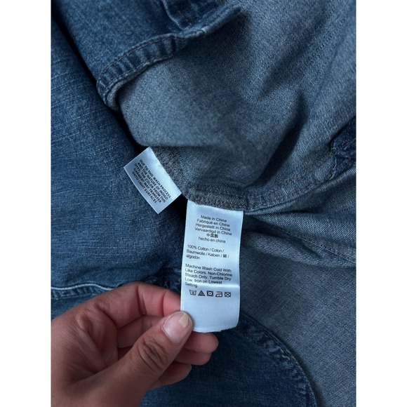 J.Crew Womens Slim Fit Denim Western Shirt Pearl Snap chambray Cotton Size 6 - Picture 5 of 8